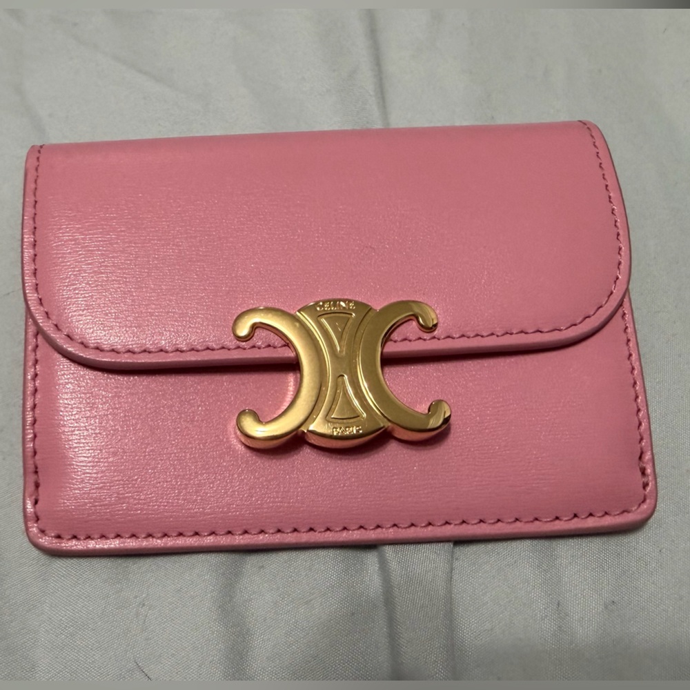 Celine Triomphe Pink Leather card holder
